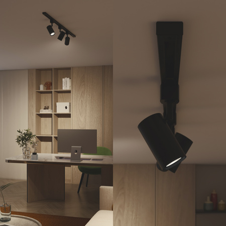 Sada závěsné lišty 1m + 3x LED GU10 jednofázový reflektor na lištu černý EasyLink Zilo Philips