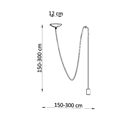 EDISON 1 LONG E27 Závěsné stropní svítidlo 3m Loft Black SOLLUX