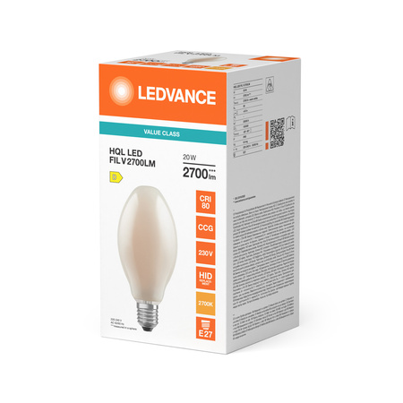 LED žárovka HQL E27 20W = 80W 2700lm 2700K teplá bílá FILAMENT LEDVANCE