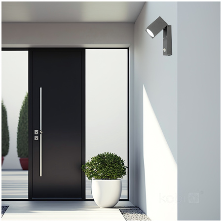 Zahradní venkovní nástěnné svítidlo GU10 s čidlem pohybu IP44 Grey Quazar Kobi