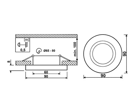 Skleněné Halogenová Podhledové svítidlo GU10, MR16 Stálá Kulatá Průhledná ARIEL LUMILED
