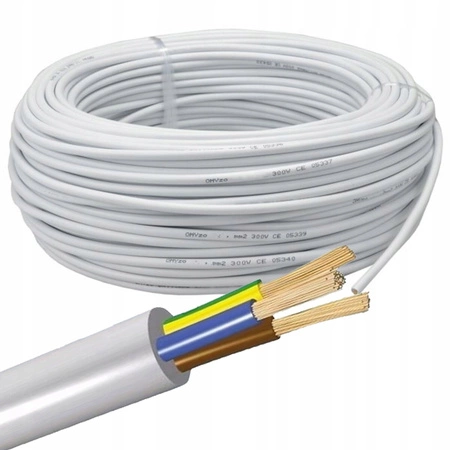 Drátový kabel OWY H05VV-F 300/500V 3x1.5mm Bílý 1m ELEKTRICKÝ KABEL
