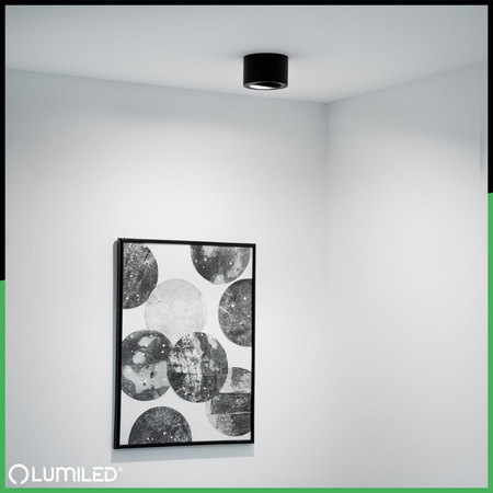 Povrchové Halogenové svítidlo 50mm, Nastavitelná Kulatá Černá AMAT-S + LED 5W 6500K LUMILED