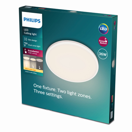 Plafond LED lampa pro povrchovou montáž OZZIET 36W 2700K 50cm bílá kulatá PHILIPS