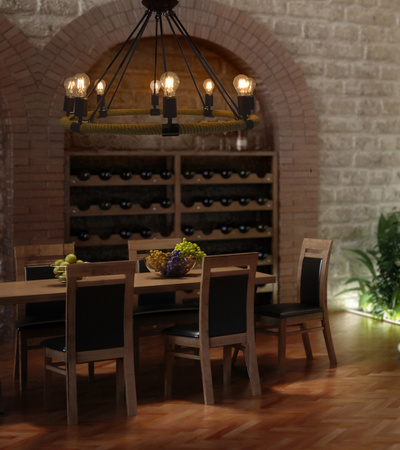 ROPE Arthur závěsná stropní lampa 8xE27 ROPE LOFT Vintage - GOLDLUX (Polux)