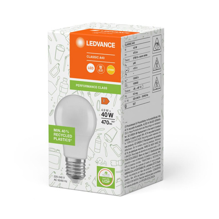 LED žárovka E27 A55 4,9W = 40W 470lm 2700K teplá bílá 200° Ledvance