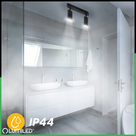 LED bodové reflektorové stropní svítidlo 2x GU10 IP44 ADERO Black Lumiled