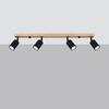 VERDO 4 4xGU10 Černé dřevěné moderní stropní svítidlo SOLLUX