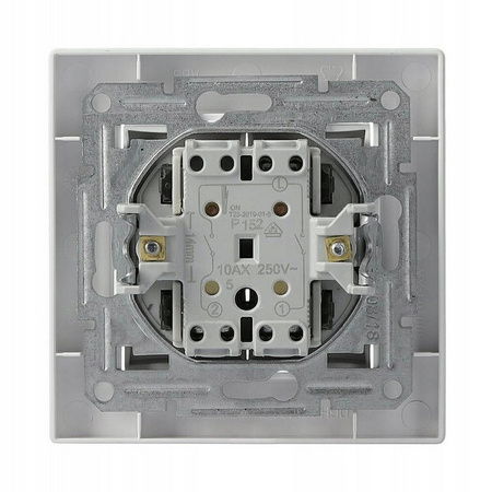 Dvoupólový svíčkový vypínač s rámem. Asfora White. zapuštěný