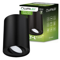 Povrchové Halogenové svítidlo GU10, SPOT TUBA 115mm Nastavitelná Kulatá Černá AMAT-L LUMILED