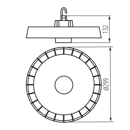 Stmívatelné průmyslové svítidlo LED High-Bay 150W 25500lm 4000K neutrální bílá 90° IP65 IK08 Round šedé HB KANLUX