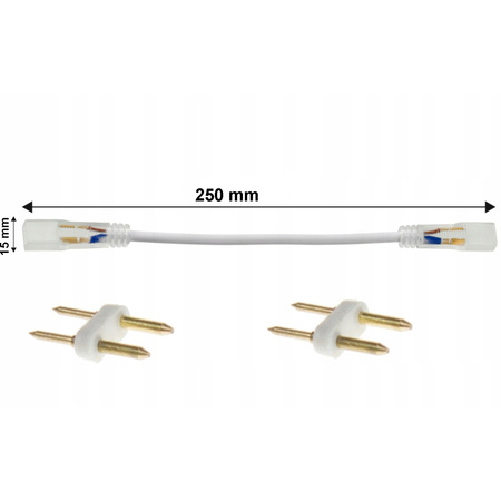 Dlouhý oboustranný konektor s vodičem pro LED pásky 230V 6W + vidlice