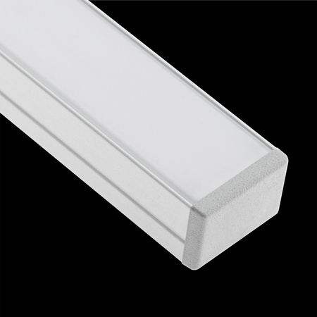Povrchový Eloxovaný Hliníkový Profil pro LED KM33, Stříbrný 1m + Mléčná Krytka + Záslepky LUMILED