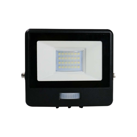 Reflektor LED 20W 1510lm 4000K IP65 Černá s tlumičem. pohybovým senzorem a funkcí CUT-OFF Samsung Chip VT-128S-B V-TAC