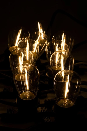 Venkovní zahradní girlanda světelný řetěz 15m 15xE27 + LED žárovky 2W 3000K Lumiled