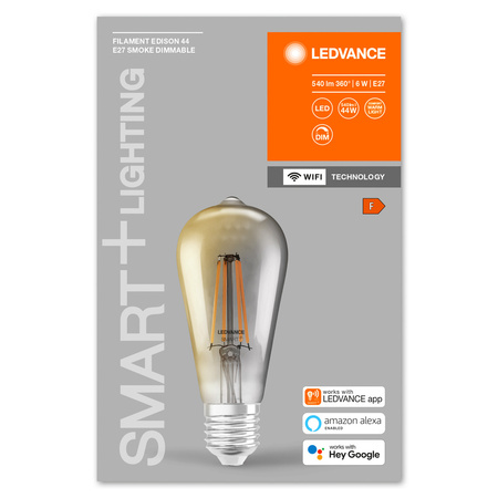 E27 ST64 LED žárovka 6W = 44W 2500K Teplá bílá 540lm 300° LEDVANCE SMART+ WIFI vlákno Stmívatelné