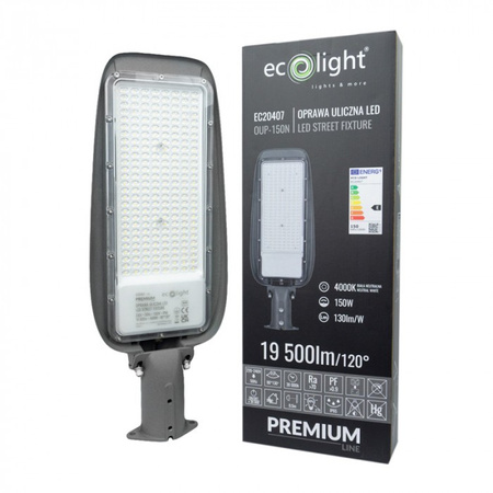 LED pouliční lampa 150W 19500lm 4000K Neutral IP65 130lm/W PREMIUM Ecolight
