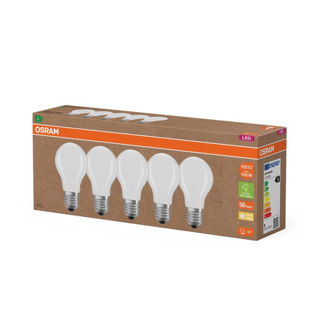 5x LED žárovka A60 E27 7,2W = 100W 1521lm 2700K Warm 300° Filament CLASSIC ENERGY EFFICIENCY Osram