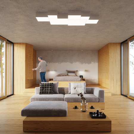 Svítidlo pro povrchovou montáž HORUS 2xE27 Plafond Square 35cm Modern White SOLLUX