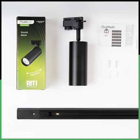 Osvětlovací lišta 1m + 2x reflektor lištový, GU10 Černá RITI LUMILED