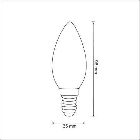 LED žárovka E14 B35 4W = 40W 400lm 3000K Teplá bílá 360° vlákno GOLDLUX (Polux)