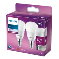 2x LED kulová žárovka E14 P45 4,9W = 40W 470lm 4000K neutrální PHILIPS