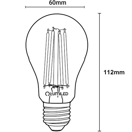 Žárovka LED E27, A60 7W = 60W 770lm 4000K Neutrální bílá 360° Filament LUMILED