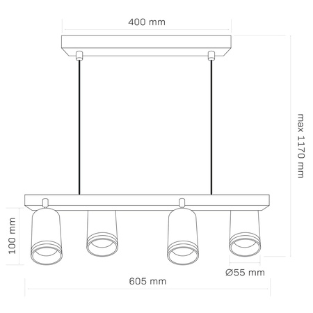 Stropní závěsné svítidlo 4x GU10 černé PARIS Sanico Goldlux