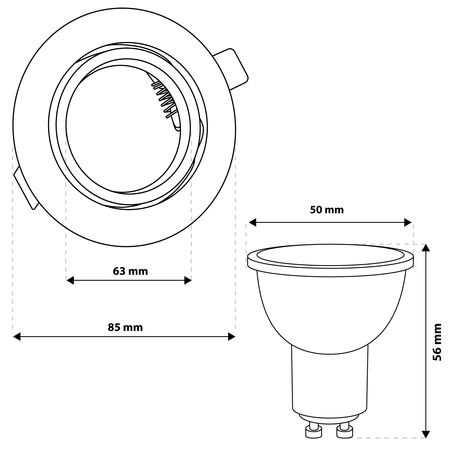 TRIX 3v1 GU10 6W 4000K Black LUMILED kruhové halogenové svítidlo pro zapuštěnou montáž