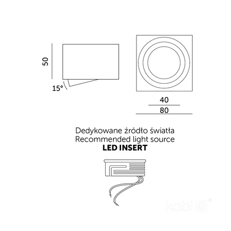 Halogenová bodová zářivka Square GU10 černá OH37 Kobi pro povrchovou montáž