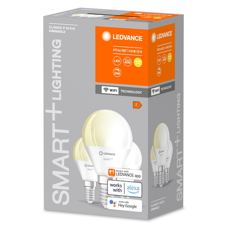 3x LED žárovka E14 P40 4.9W 470lm 2700K Teplá bílá SMART+ WiFi stmívatelná minižárovka LEDVANCE
