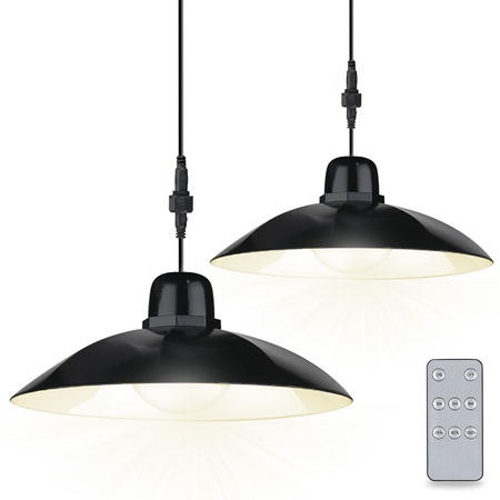 2x HELIA Solární LED lustr Zahradní přívěsek Stropní senzor Pilotní panel LUMILED