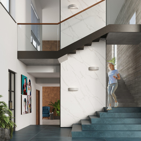 LED nástěnné svítidlo ATENA E27 Nástěnné svítidlo Semi-circular Ceramic Grey SOLLUX