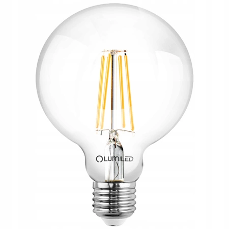 Žárovka LED E27, G95 8W = 75W 4000K Neutrální bílá Globe Filament LUMILED
