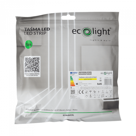 LED pásek SMD 2835 4,8W/m 60LED/m 12V žlutý IP63 Roll 5m Ecolight