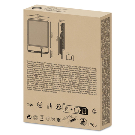 Reflektor LED 30W 3000K 2550lm IP65 Černá LEDVANCE ESSENTIAL