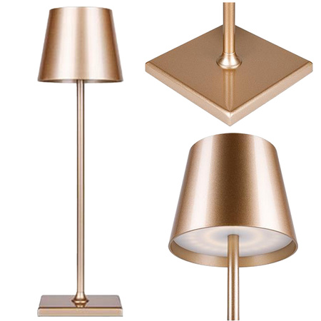 LED stolní lampa 3W 200lm 4000K neutrální bílá dobíjecí školní noční světlo stmívatelná vypínač zlatý Solio Masterled