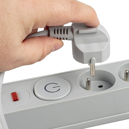 Prodlužovací kabel s přepěťovou ochranou 3M 5GN Síťový šedý napájecí pásek + vypínač