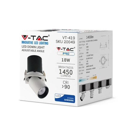 LED spot 18W 4000K pro vestavnou montáž VT-419 V-TAC