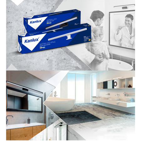 Koupelnové nástěnné svítidlo nad zrcadlo LED 8W 590lm 4000K neutrální obdélníkové černé IP44 Astim Kanlux