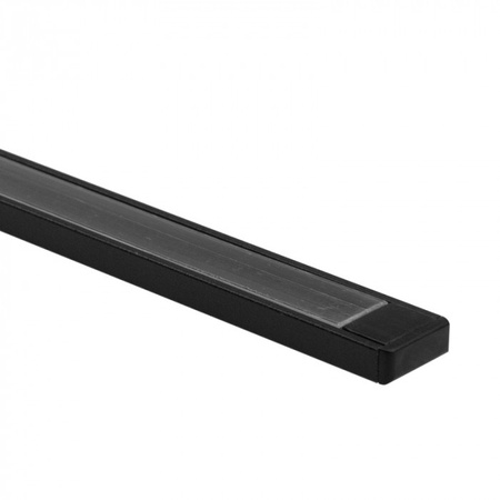 LED povrchový hliníkový profil černý 1m s průhledným difuzorem pro LED pásky + koncovky Ecolight řady N