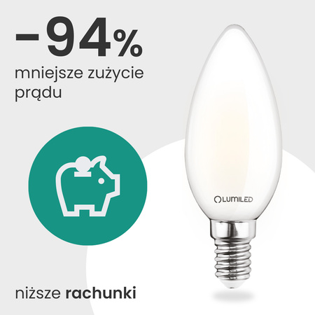10x LED žárovka E14 svíčka B35 2,2W 470lm = 40W 2700K teplá bílá 360° Filament energetická třída A LUMILED