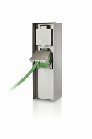 Elektrický zahradní sloup ROCK myGarden 2x zásuvka 230V IP44 s uzemněním stříbrná PHILIPS