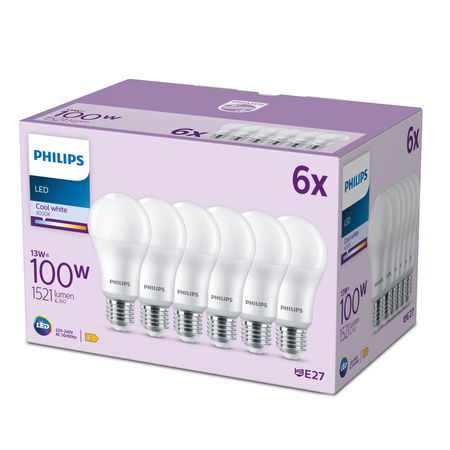 6x E27 A67 LED žárovka 13W = 100W 1521lm 4000K Neutrál 180° PHILIPS
