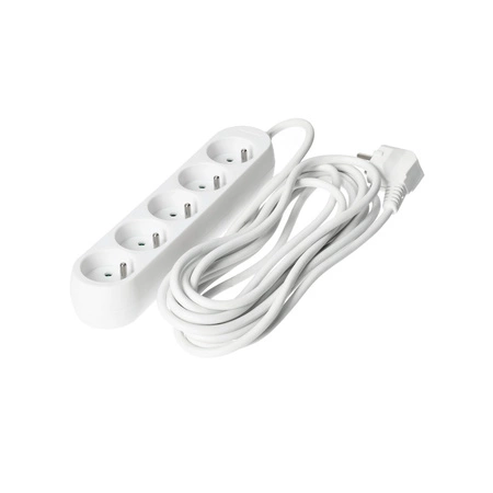 Prodlužovací kabel Zástrčka 5 x uzemněná zásuvka Napájecí pásek 5m Bílá Linea Kobi