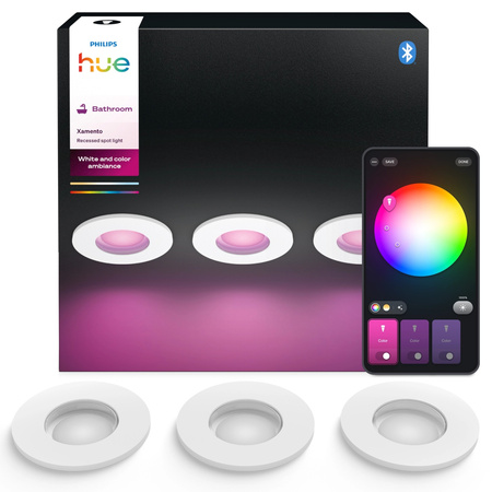 3x zapuštěné svítidlo LED Hermetic IP44 Koupelnové svítidlo 4,2W 400lm IP44 Bílá a barevná Ambiance RGB + TW White Smart SMART Zigbee Bluetooth Xamento Philips HUE