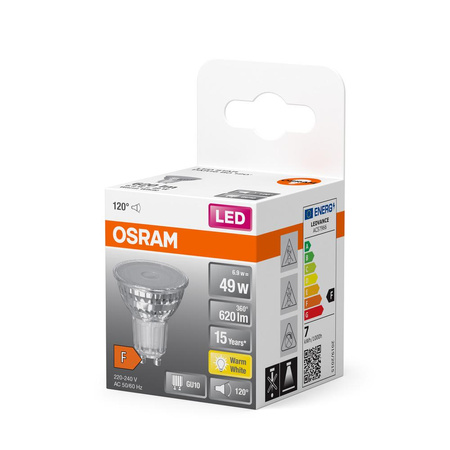 LED žárovka GU10 6.9W = 49W 620lm 2700K Teplá bílá 120° OSRAM SUPER STAR