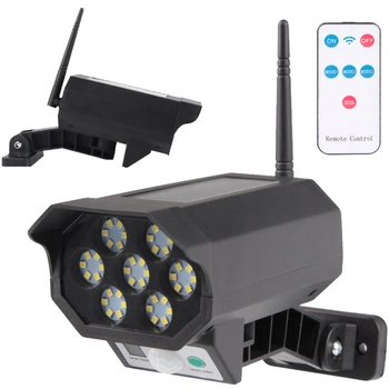 LED solární lampa Falešná kamera Venkovní zahradní pohybový senzor + dálkové ovládání