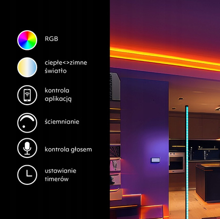 LED stojací lampa Black CCT RGB Aplikace Smart Pilot