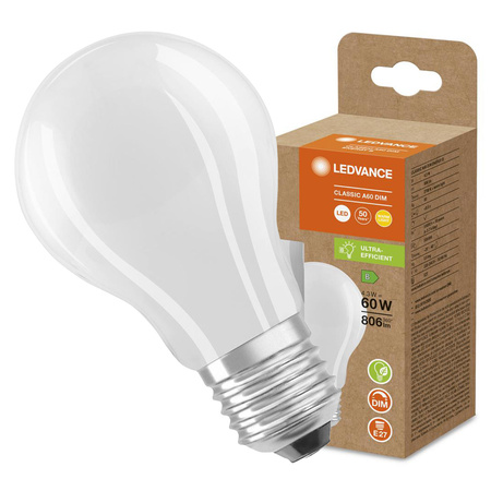 LED žárovka A60 E27 4,3W = 60W 806lm 2700K Teplá bílá FILAMENTNÍ STMÍVATELNÁ LEDVANCE
